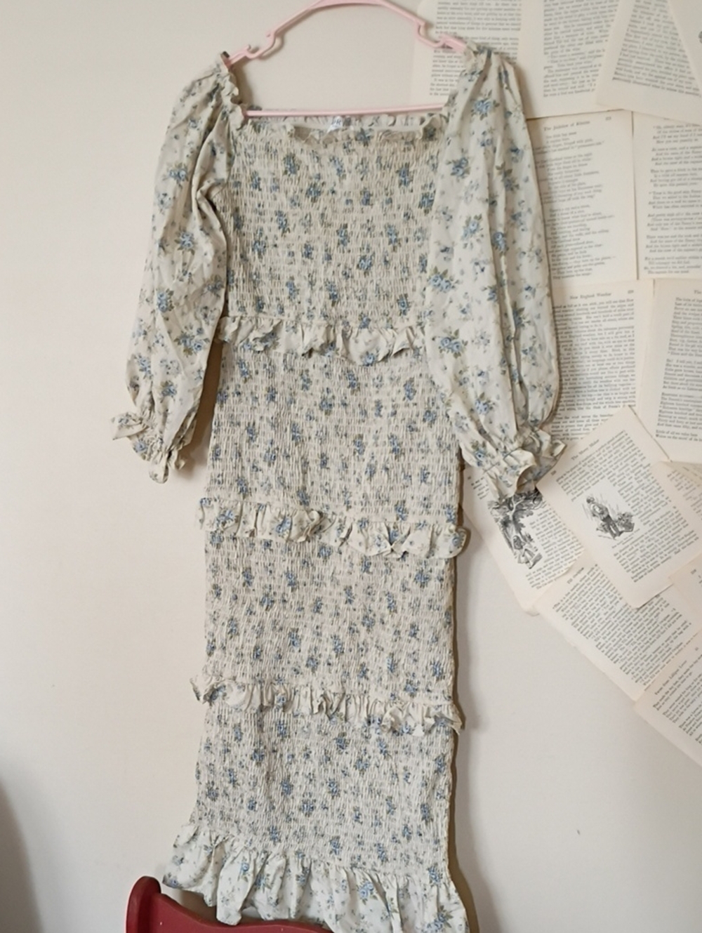 NWT Worth Collective Lila Blue Floral Smocked Dress